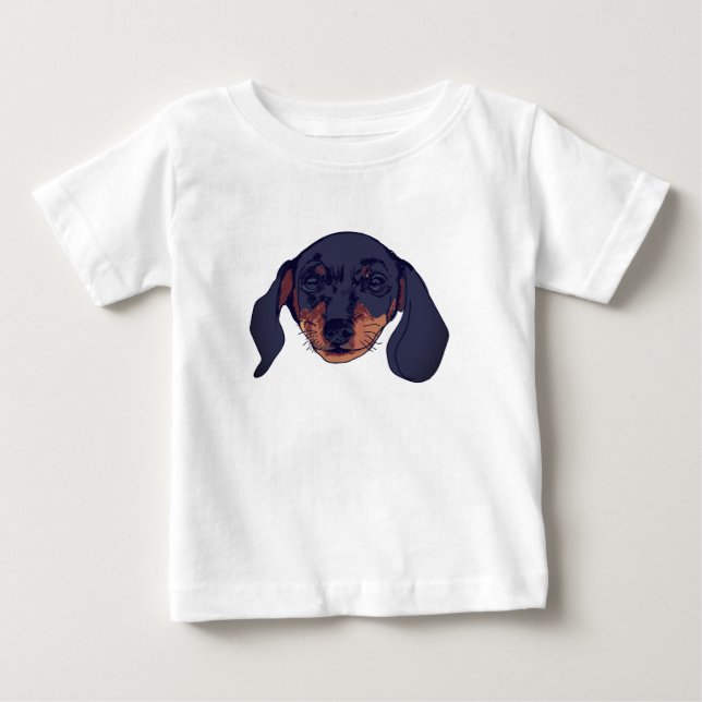 Dackel und Wasserfarbe Baby T-shirt (Vorderseite)
