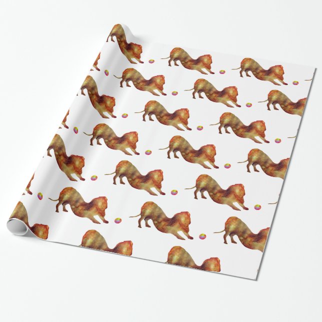 Dackel und Wasserfarbe Geschenkpapier (Ungerollt)
