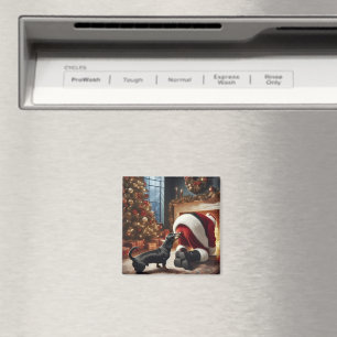 Dackel und Weihnachtsmann Magnet
