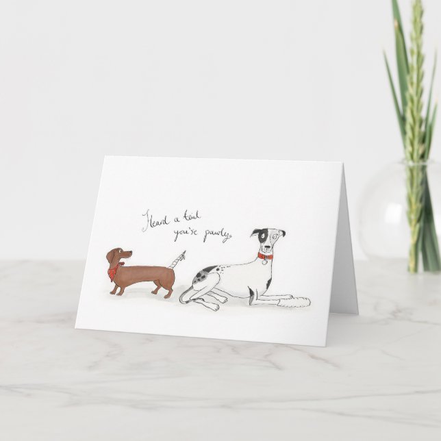 Dackel und Windhund kommen gut an Karte (Vorderseite)