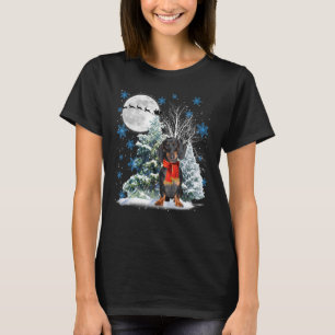Dackel unter dem Mondlicht Schneeschauer Weihnacht T-Shirt