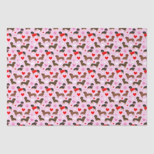 Dackel Valentine Seidenpapier (Vorderseite)