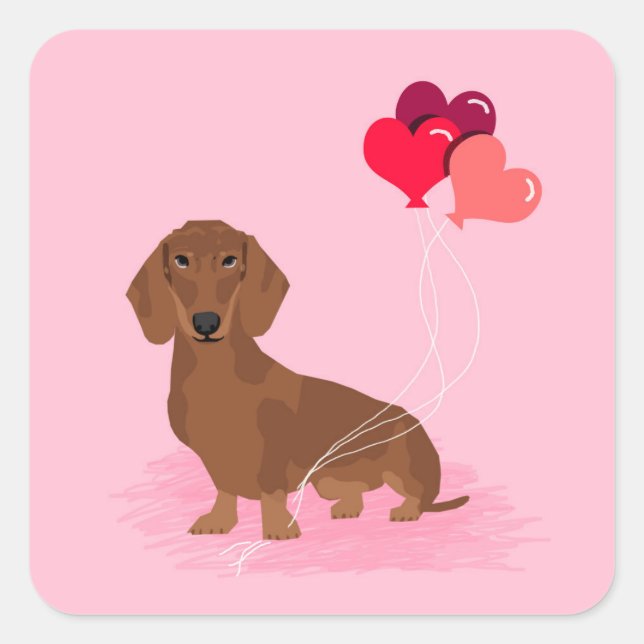 Dackel Valentinesaufkleber - Dackelhund Quadratischer Aufkleber (Vorderseite)