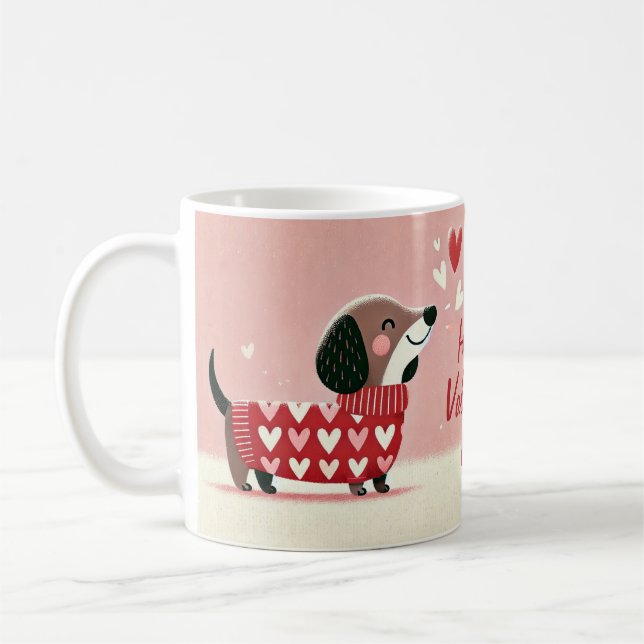 Dackel Valentinstag Liebe Tasse (Links)