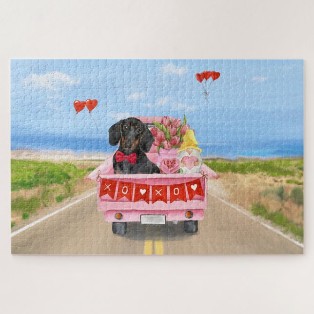 Dackel Valentinstag Lkw Herz (Horizontal)