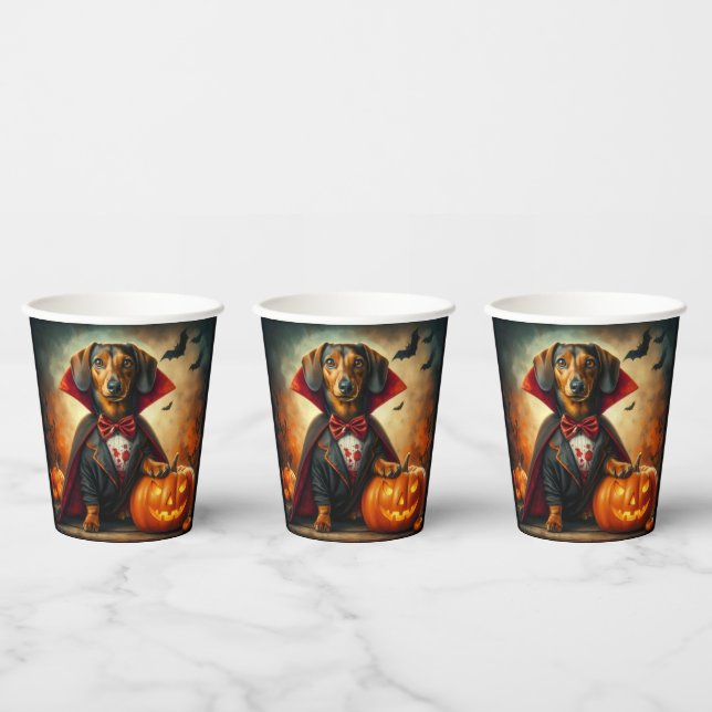 Dackel Vampire Halloween Pappbecher (Multi)