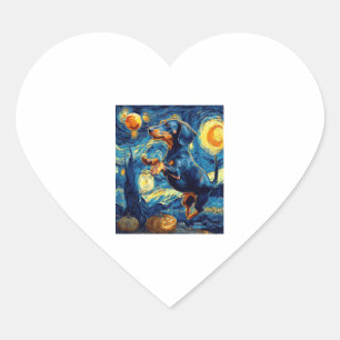 Dackel van gogh sternenbehaglich zwischen Funny Herz-Aufkleber