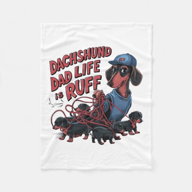 Dackel Vater Leben ist Ruff Fleecedecke (Vorderseite)