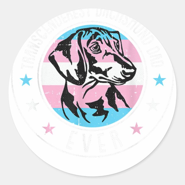 Dackel Vater LGBT-Q Transgender Dackel Hund Runder Aufkleber (Vorderseite)