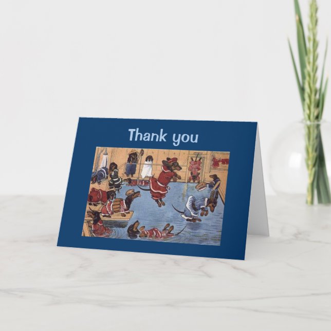 Dackel Vintag Vielen Dank Grußkarte Dankeskarte (Vorderseite)