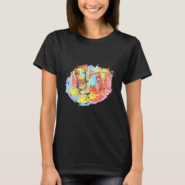 Dackel Wasserfarbe Niedliche Hot Dog Dackel Mama T-Shirt (Vorderseite)