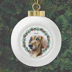 Dackel Wasserfarbe Personalisiert Keramik Kugel-Ornament