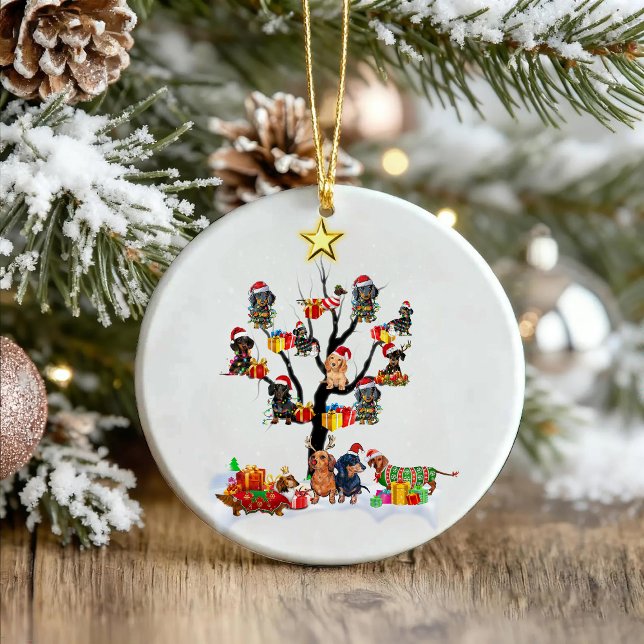 Dackel Weihnachten auf Tree Shirt Weihnachten Weih Keramik Ornament (Von Creator hochgeladen)