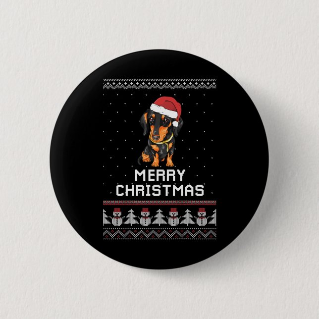 Dackel Weihnachten Button (Vorderseite)
