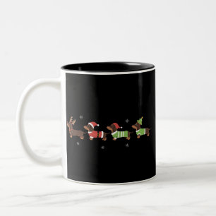 Dackel Weihnachten Dackel Hund Lover Holiday Hunde Zweifarbige Tasse