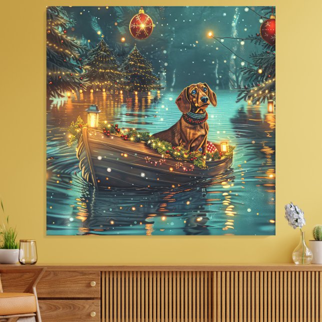 Dackel Weihnachten Feierliche Reise Leinwanddruck (Insitu (Wohnzimmer))