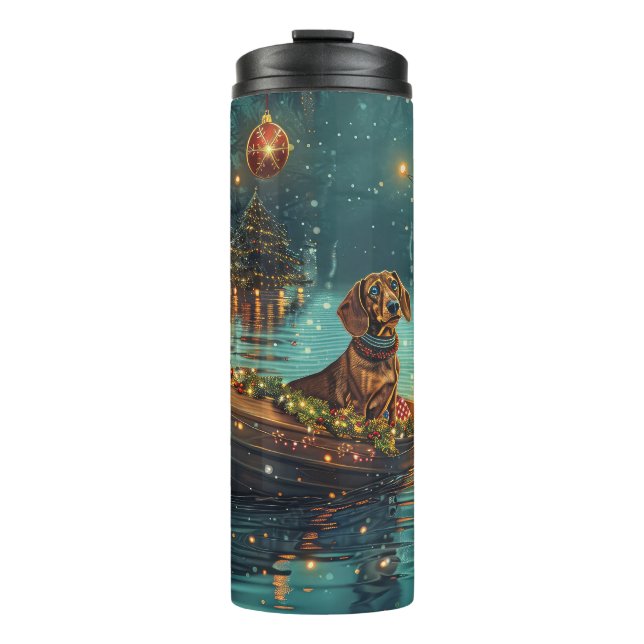Dackel Weihnachten Feierliche Reise Thermosbecher (Vorderseite)