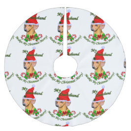 Dackel Weihnachten froh Polyester Weihnachtsbaumdecke