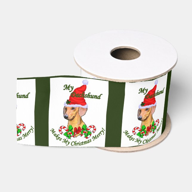 Dackel Weihnachten froh Ripsband (Spule)