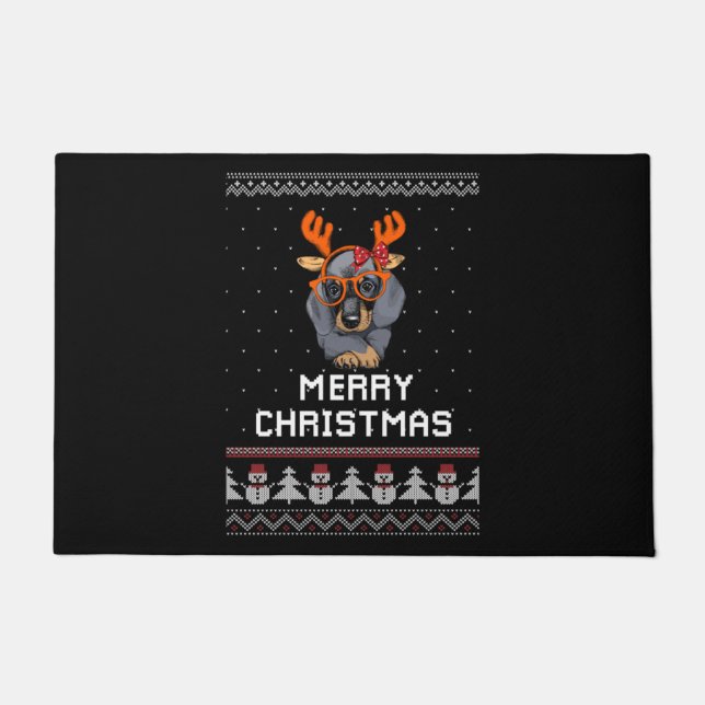 Dackel Weihnachten Fußmatte (Vorderseite)