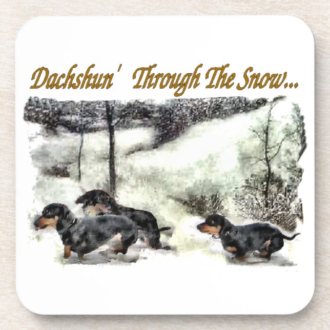 Dackel Weihnachten Getränkeuntersetzer (Vorderseite)
