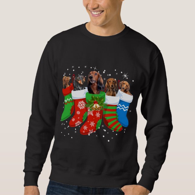 Dackel Weihnachten Hund Niedlich Socken Xmas Sweatshirt (Vorderseite)