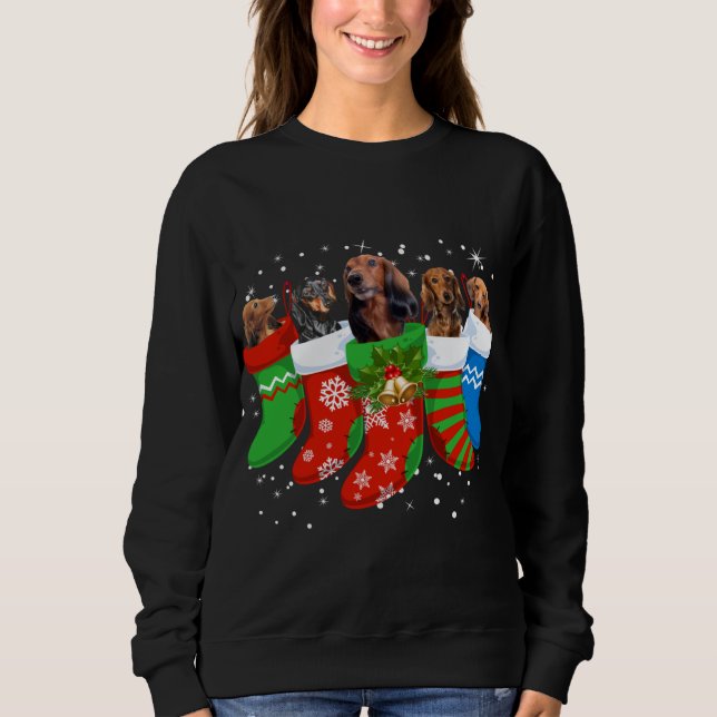 Dackel Weihnachten Hund Niedlich Socken Xmas Sweatshirt (Vorderseite)