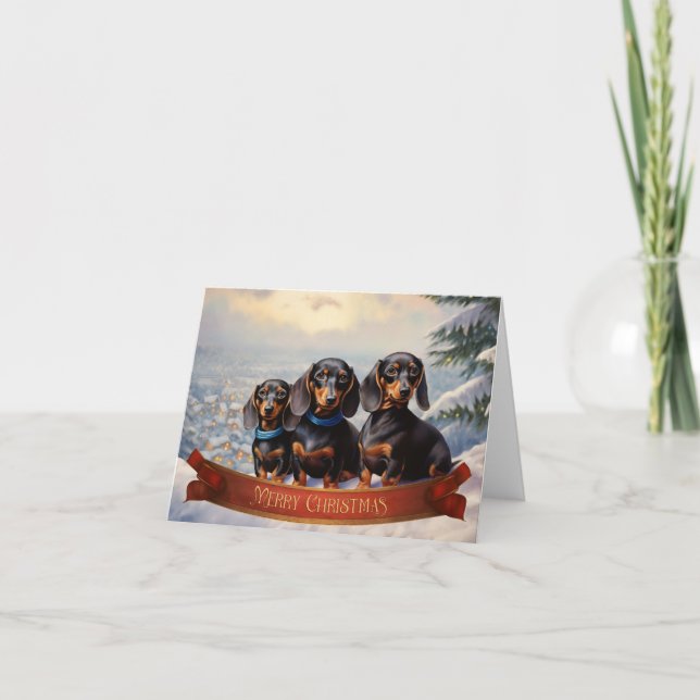 Dackel Weihnachten Karte (Vorderseite)