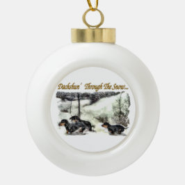 Dackel Weihnachten Keramik Kugel-Ornament