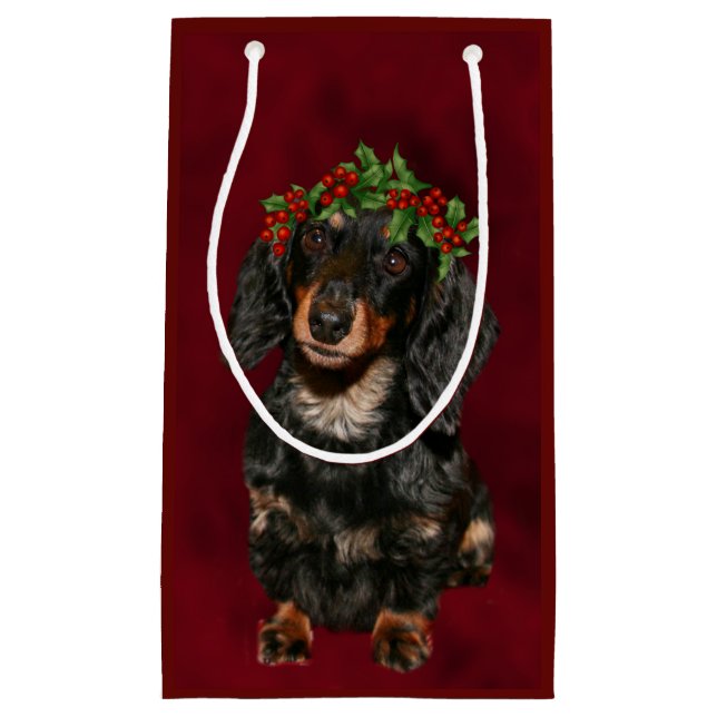 Dackel-Weihnachten Kleine Geschenktüte (Vorderseite)