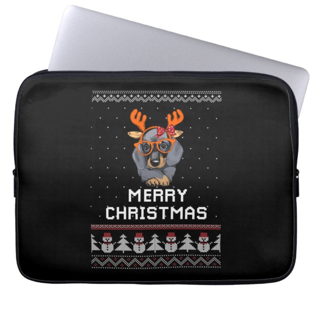 Dackel Weihnachten Laptopschutzhülle (Vorderseite)