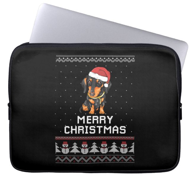 Dackel Weihnachten Laptopschutzhülle (Vorderseite)