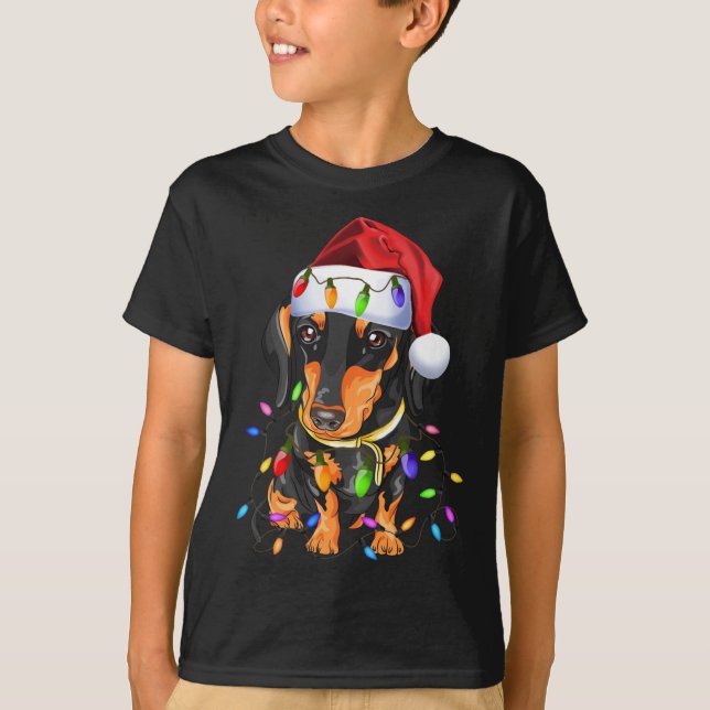 Dackel Weihnachten Niedlicher Hund Liebhaber T-Shirt (Vorderseite)