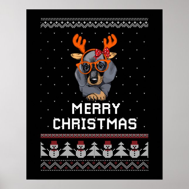 Dackel Weihnachten Poster (Vorne)