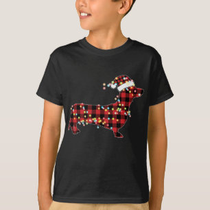 Dackel Weihnachten Rot Kariert Buffalo Pajamas Xma T-Shirt
