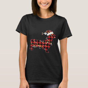 Dackel Weihnachten Rot Kariert Buffalo Pajamas Xma T-Shirt