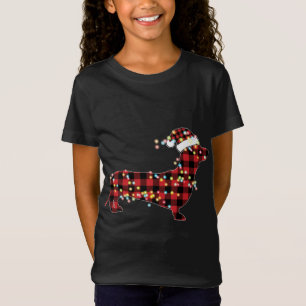 Dackel Weihnachten Rot Kariert Buffalo Pajamas Xma T-Shirt