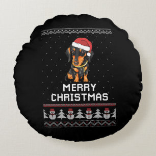 Dackel Weihnachten Rundes Kissen