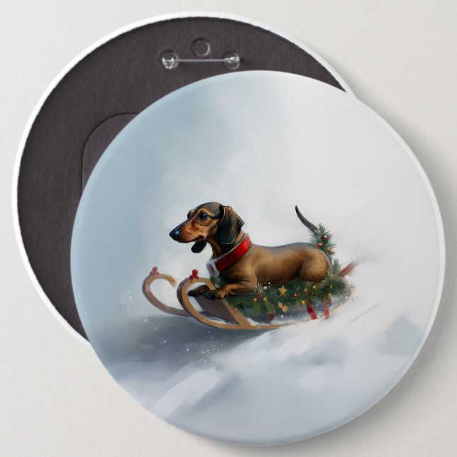 Dackel Weihnachten Schnee Winter Button (Vorne & Hinten)