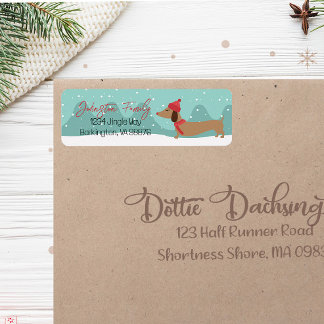 Dackel Weihnachten Schneezeit Rücksendeadressen-Au