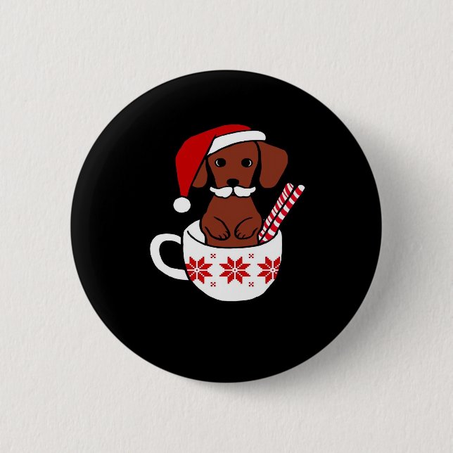 Dackel Weihnachten Schnurrbart Kaffee Tasse Classi Button (Vorderseite)