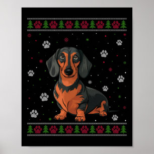 Dackel Weihnachten Sweater Xmas Haustier Hund Lo Poster