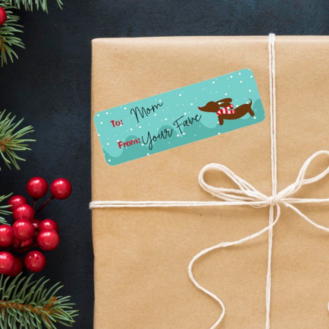 Dackel Weihnachten Warm wünscht kleine Geschenktas (Dachshund Christmas gift sticky labels)