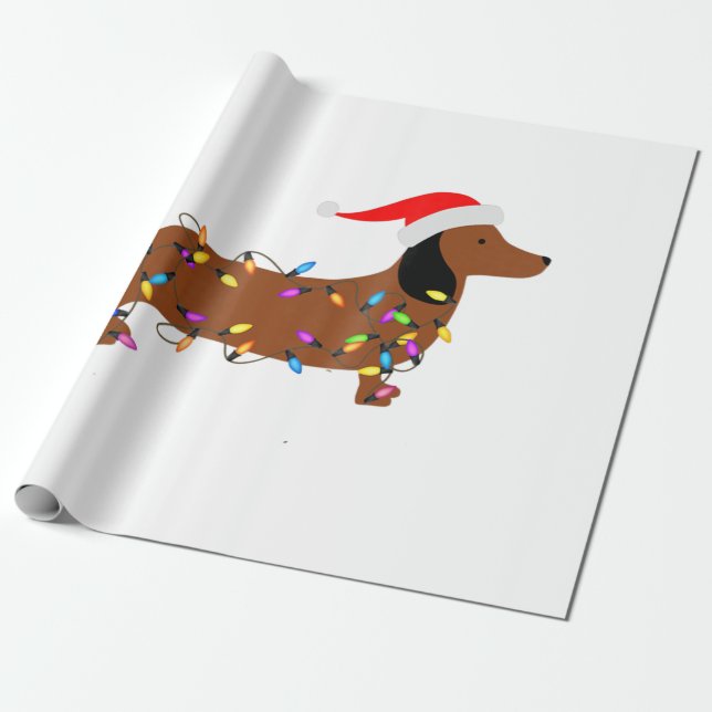 Dackel Weihnachten Weihnachten Weihnachtsbaum Lich Geschenkpapier (Ungerollt)
