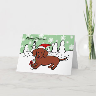 Dackel Weihnachts-Cartoon Feiertagskarte