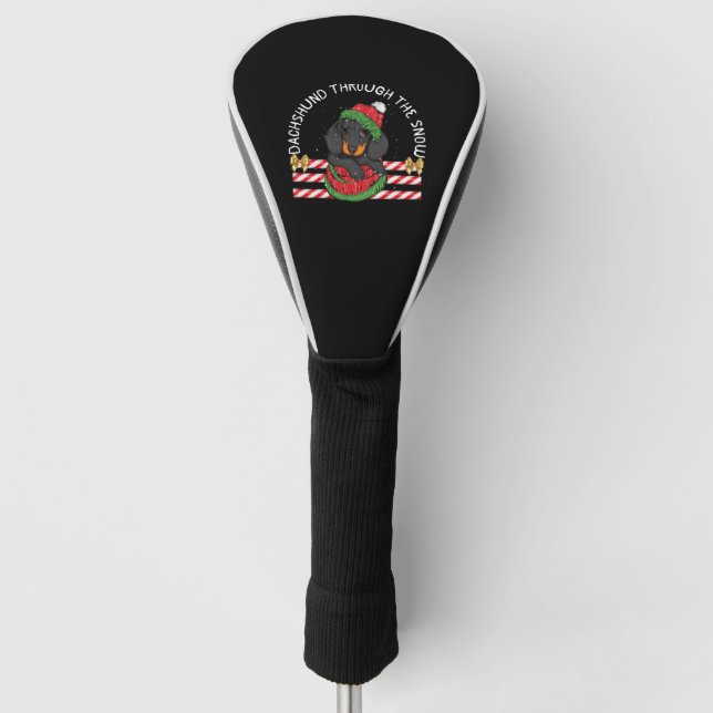 Dackel Weihnachts-Freude verzückt Hoodie Golf Headcover (Vorderseite)