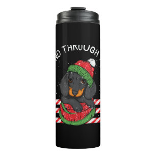 Dackel Weihnachts-Freude verzückt Hoodie Thermosbecher