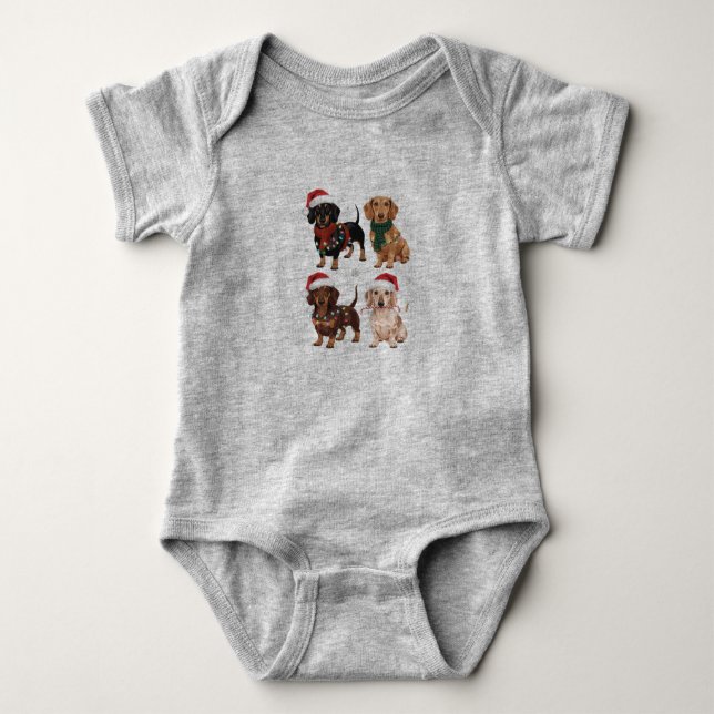 Dackel Weihnachts-Hund Mama Lover Xmas Geschenk Baby Strampler (Vorderseite)