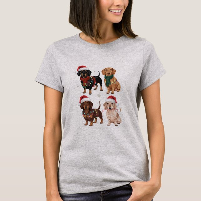 Dackel Weihnachts-Hund Mama Lover Xmas Geschenk T-Shirt (Vorderseite)
