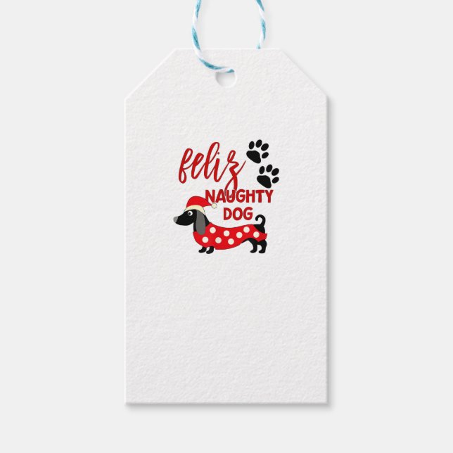 Dackel Weihnachts-Shirt _ Funny Feliz Naughty Do Geschenkanhänger (Vorderseite)